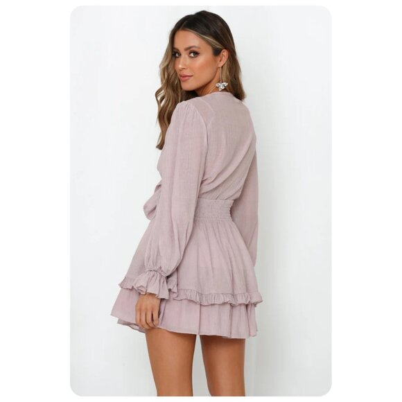 Elegant Lavender Tie-Front Dress - Picture 4 of 10